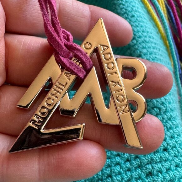 Wayuu Mochilla Teal Multi Color Woven Shoulder Soft Large Tassel Tie Bucket Bag - Picture 9 of 14